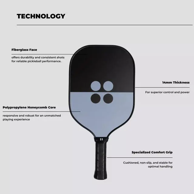 Alt view image 3 of 6 - Holbrook Pickleball Midnight Sport Series Pickleball Paddle - Durable Fiberglass Surface