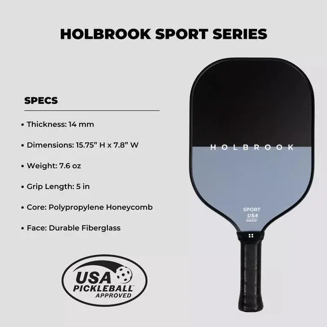 Alt view image 4 of 6 - Holbrook Pickleball Midnight Sport Series Pickleball Paddle - Durable Fiberglass Surface