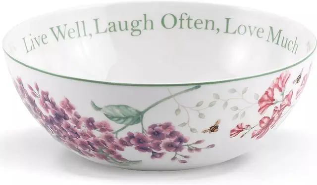 Main image of Lenox Butterfly Meadow "Live Well, Laugh Often, Love Much" Serving Bowl, White