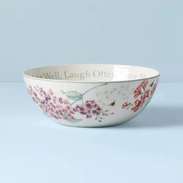Alt view image 2 of 3 - Lenox Butterfly Meadow "Live Well, Laugh Often, Love Much" Serving Bowl, White