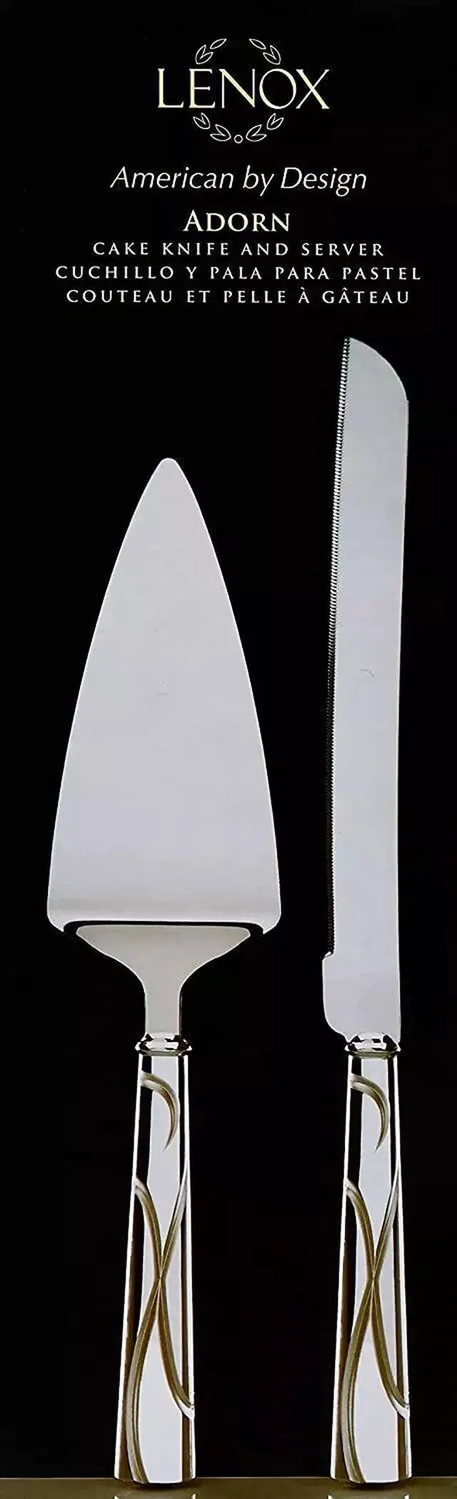 Alt view image 2 of 4 - Lenox Silver-Plated 8.75" Cake Knife & 8" Server Adorn Set, Silver, Plain Edge