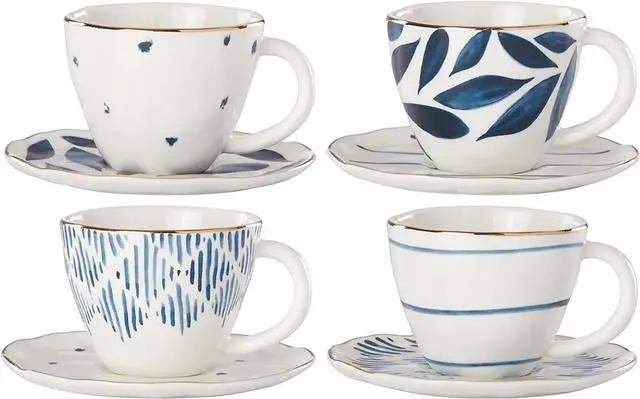 Main image of Lenox 2.45 LB Blue Bay Porcelain 4Pc Dishwasher Safe Espresso Cup & Saucer Set