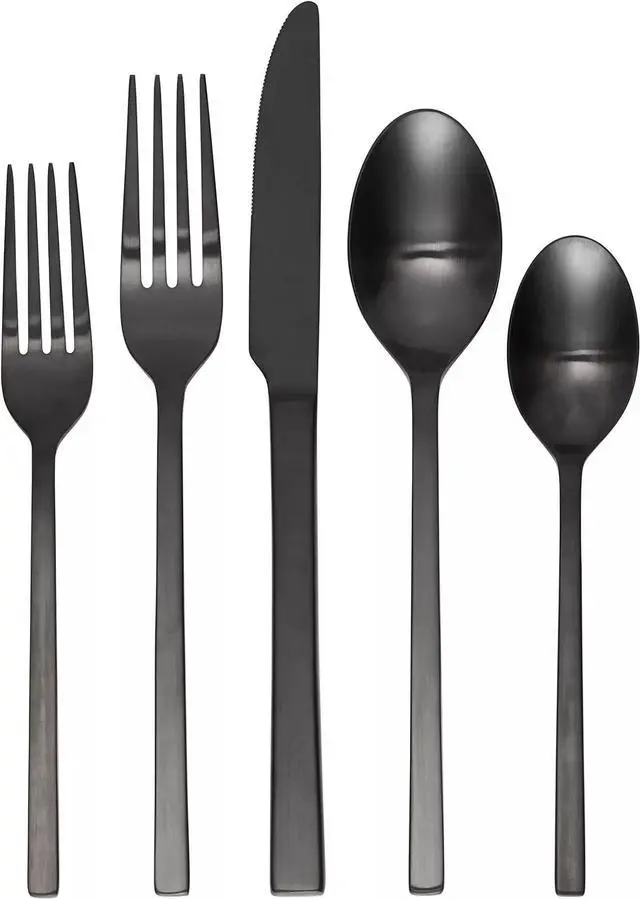 Alt view image 4 of 5 - Oneida Allay Mixed 40-Piece Everyday, Service for 8 Flatware Set, Black