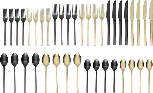 Main image of Oneida Allay Mixed 40-Piece Everyday, Service for 8 Flatware Set, Black