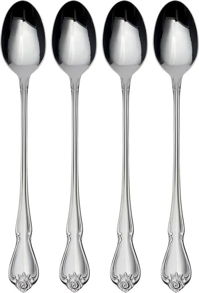 Main image of Oneida Stainless Steel True Rose Iced Tea Spoons, Set of 4, Silver