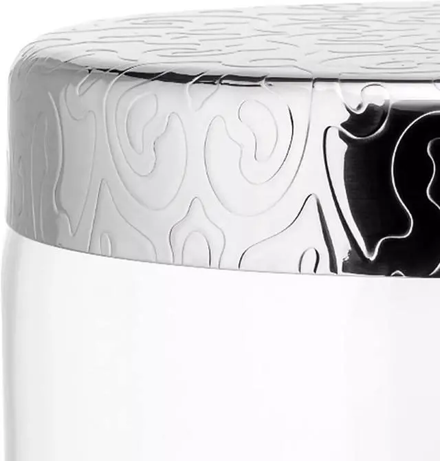 Alt view image 2 of 5 - Alessi "Dressed" Stainless Steel Cookie Jar with Glass Lid, Mirror Polished