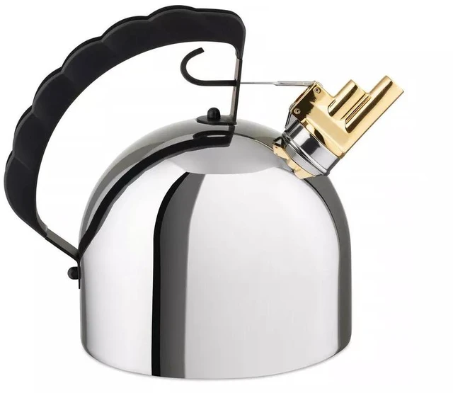 Main image of Alessi 2.09-qt. Contemporary Stainless Steel Bottom Water/Tea Kettle, Black