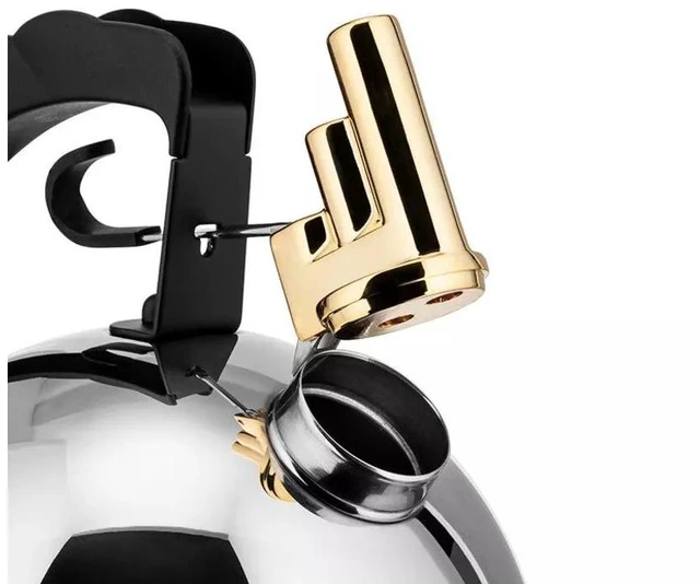 Alt view image 4 of 5 - Alessi 2.09-qt. Contemporary Stainless Steel Bottom Water/Tea Kettle, Black