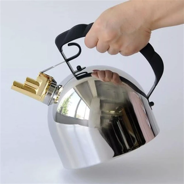 Alt view image 3 of 5 - Alessi 2.09-qt. Contemporary Stainless Steel Bottom Water/Tea Kettle, Black