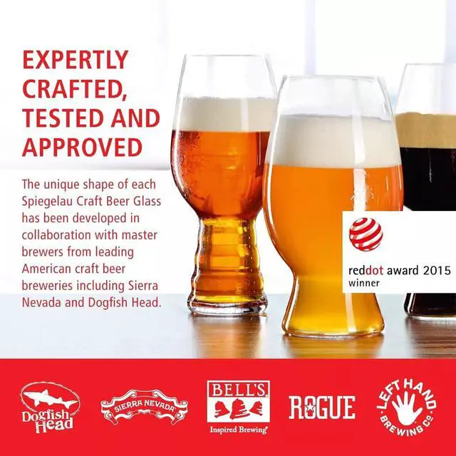 Alt view image 2 of 6 - Spiegelau 4-Pack Craft Modern Beer Glasses, Dishwasher Safe - Clear