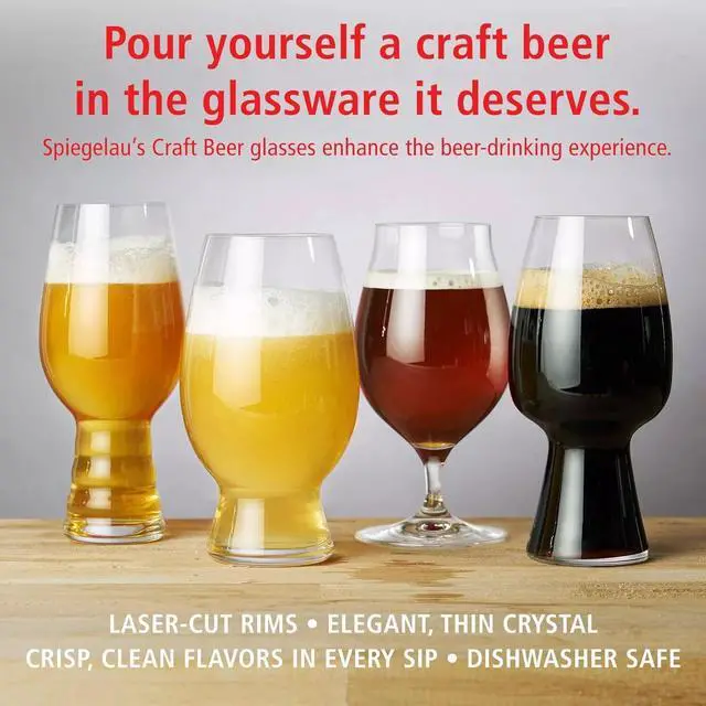 Alt view image 3 of 6 - Spiegelau 4-Pack Craft Modern Beer Glasses, Dishwasher Safe - Clear