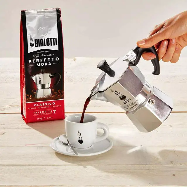 Alt view image 5 of 5 - Bialetti Moka Express 4-Cups Export Stovetop Espresso Maker, Silver