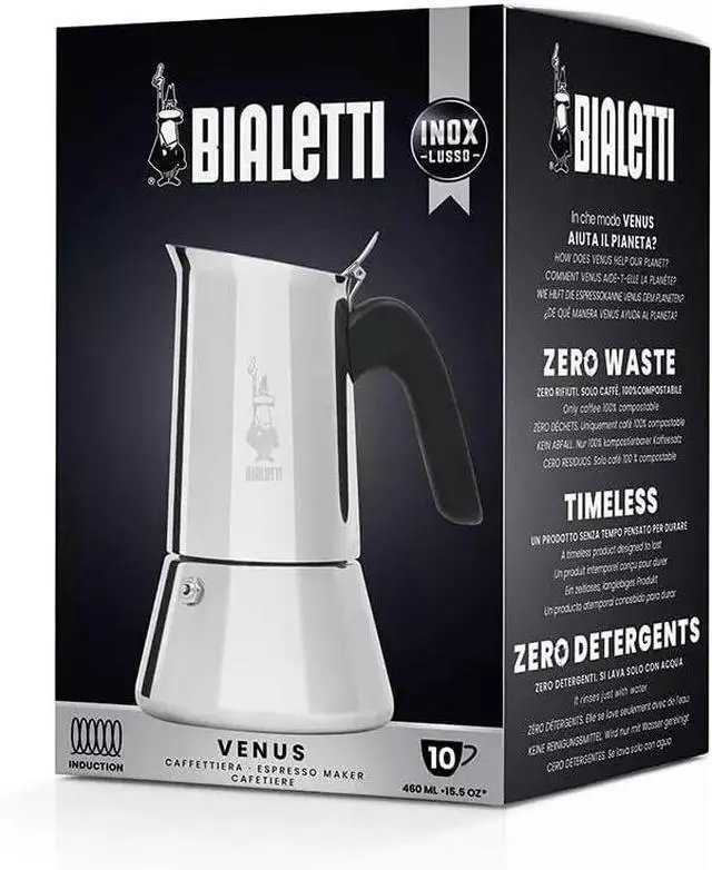 Alt view image 3 of 6 - Bialetti New Venus Stovetop Induction Espresso Coffee Maker, 10 -Cups, Silver
