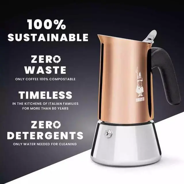 Alt view image 3 of 4 - Bialetti New Venus Stovetop Coffee Maker Induction, 4 Cups - Copper/Silver