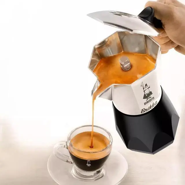 Alt view image 2 of 5 - Bialetti Nuova Brikka Moka Caffetteria Caffe Espresso, 2 Cups - Black/Silver