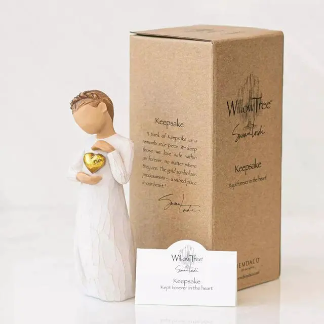 Alt view image 3 of 5 - Willow Tree Keepsake, Kept Forever in the Heart, Hand-Painted Resin Figure