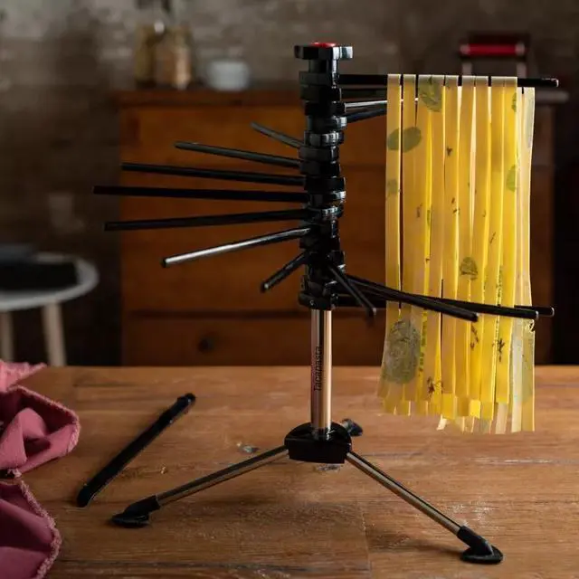 Alt view image 2 of 2 - Marcato Atlas Tacapasta Pasta Drying Rack with 16 Arms, Removable Stick, Black