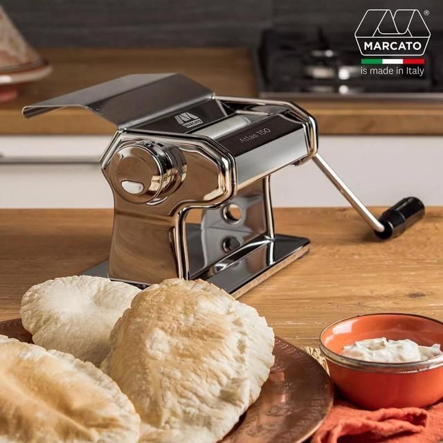 Alt view image 4 of 5 - Marcato Atlas 150 Slide Manual Pasta Machine, Bread Dough, Chrome Steel