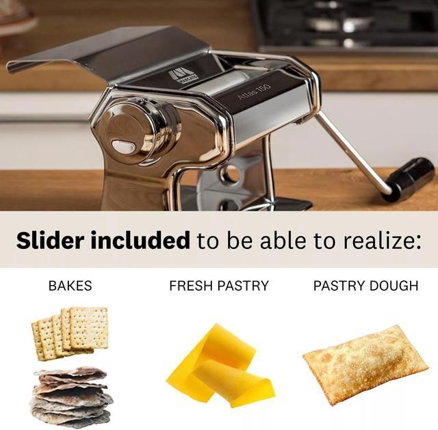 Alt view image 3 of 5 - Marcato Atlas 150 Slide Manual Pasta Machine, Bread Dough, Chrome Steel