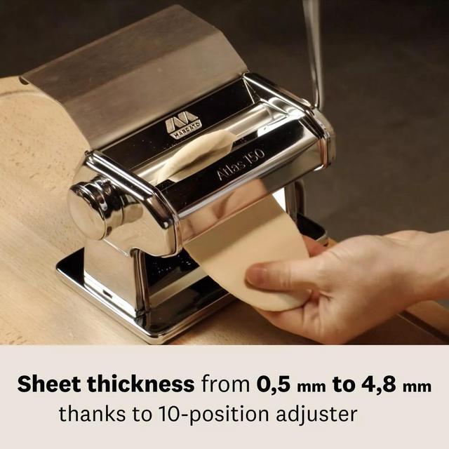 Alt view image 2 of 5 - Marcato Atlas 150 Slide Manual Pasta Machine, Bread Dough, Chrome Steel