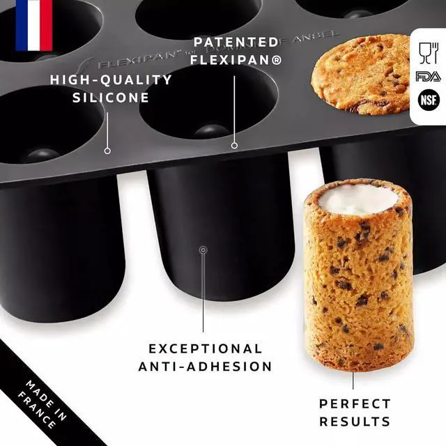 Alt view image 6 of 6 - Silpat Silicone Flexipan 6 Cookies Shots Round Mold, Black