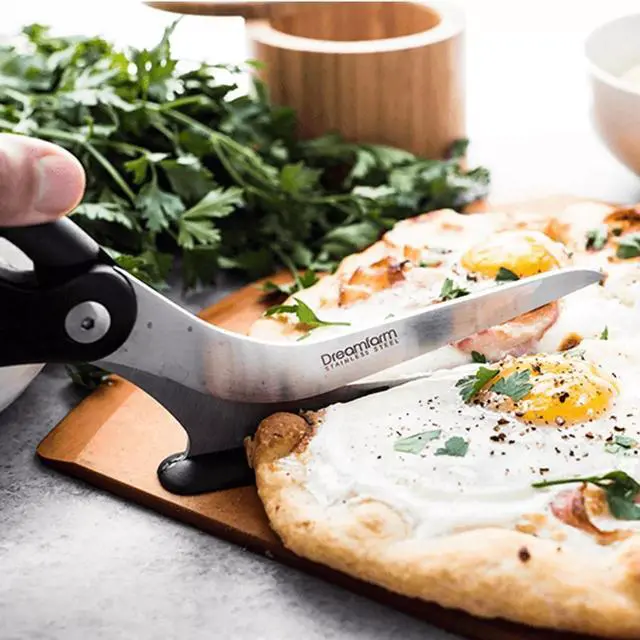 Alt view image 3 of 6 - Dreamfarm Scizza 2-In-1 Pizza Cutter Scissors & Non-Stick Slice Server, Black