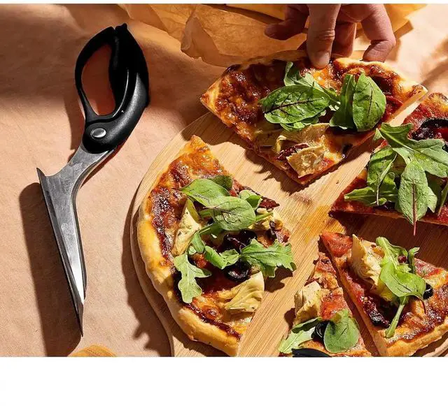 Alt view image 4 of 6 - Dreamfarm Scizza 2-In-1 Pizza Cutter Scissors & Non-Stick Slice Server, Black