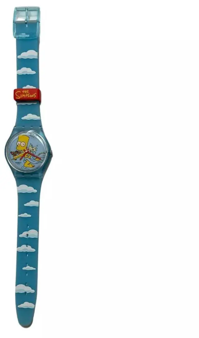 Main image of Swatch Women's Angel Bart Analog Quartz Watch with Blue Silicone Strap, 34mm