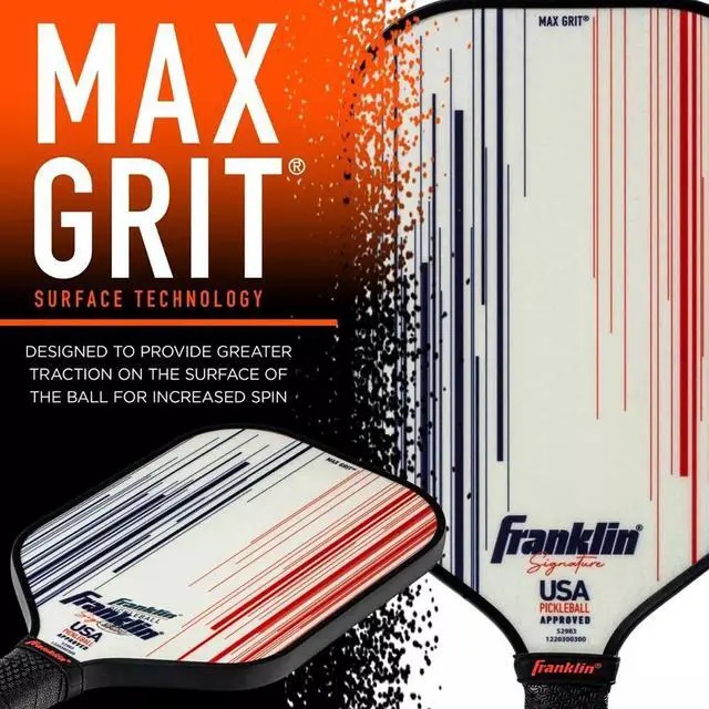 Alt view image 5 of 6 - Franklin Sports 13mm Signature Pro Series Pickleball Paddle with MaxGrit, White