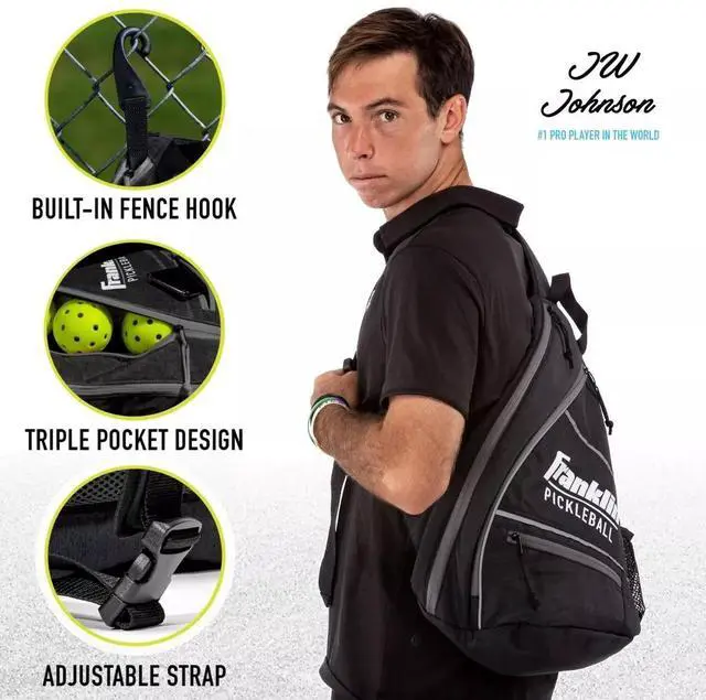 Alt view image 4 of 6 - Franklin Sports Pickleball Comfortable Sling Bag for Equipment, Charcoal Grey