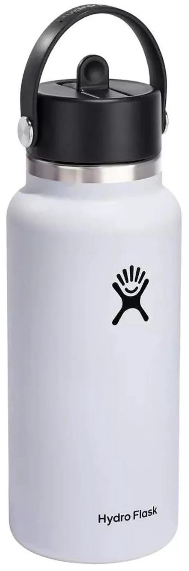 Alt view image 6 of 6 - Hydro Flask Vacuum Insulated Wide Flex Water Bottle with Straw Lid, 32oz, White