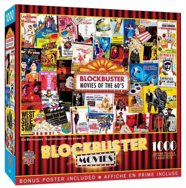 Main image of Masterpieces 60's Blockbuster films 1000 Piece Jigsaw Puzzle for Kids & Adults