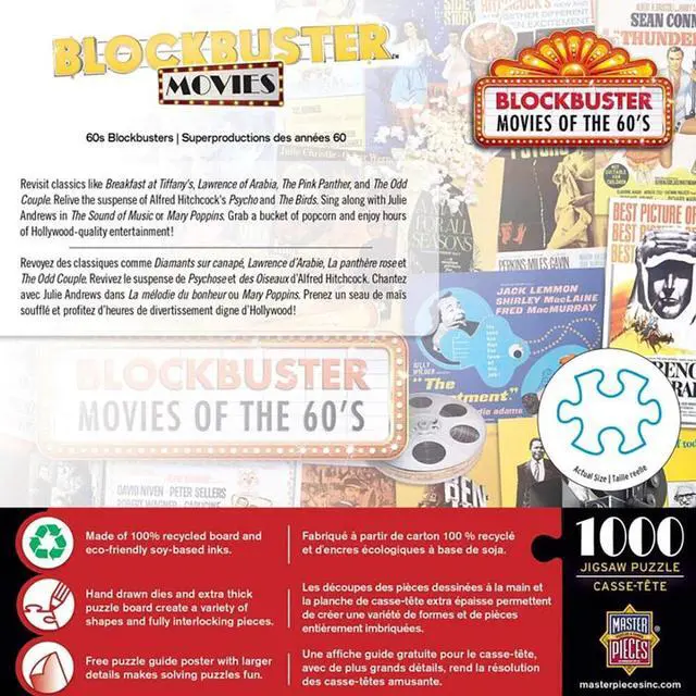 Alt view image 4 of 5 - Masterpieces 60's Blockbuster films 1000 Piece Jigsaw Puzzle for Kids & Adults