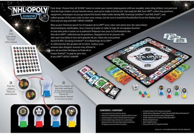 Alt view image 2 of 4 - Masterpieces NHL Opoly Junior 2 to 4 Players Board Games for Kids & Adults