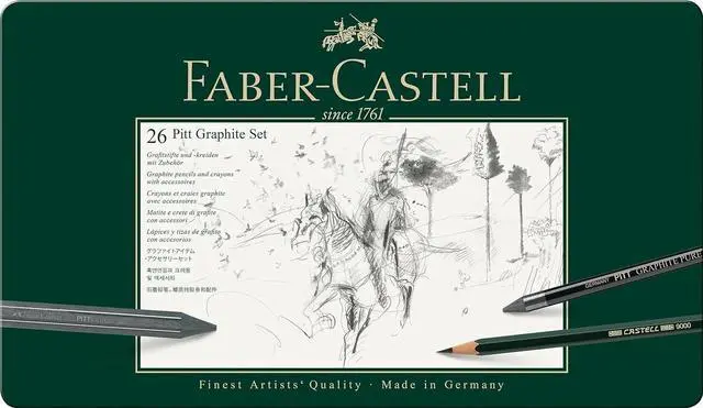 Alt view image 3 of 4 - Faber-Castell Pitt Graphite Medium Metal Tin Set Artists Pencils, Set of 26