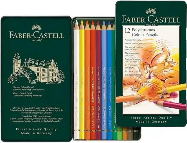 Alt view image 2 of 6 - Faber-Castell 12Pcs Art & Graphic Polychromos Multicoloured Pencils, 3.8mm Thick