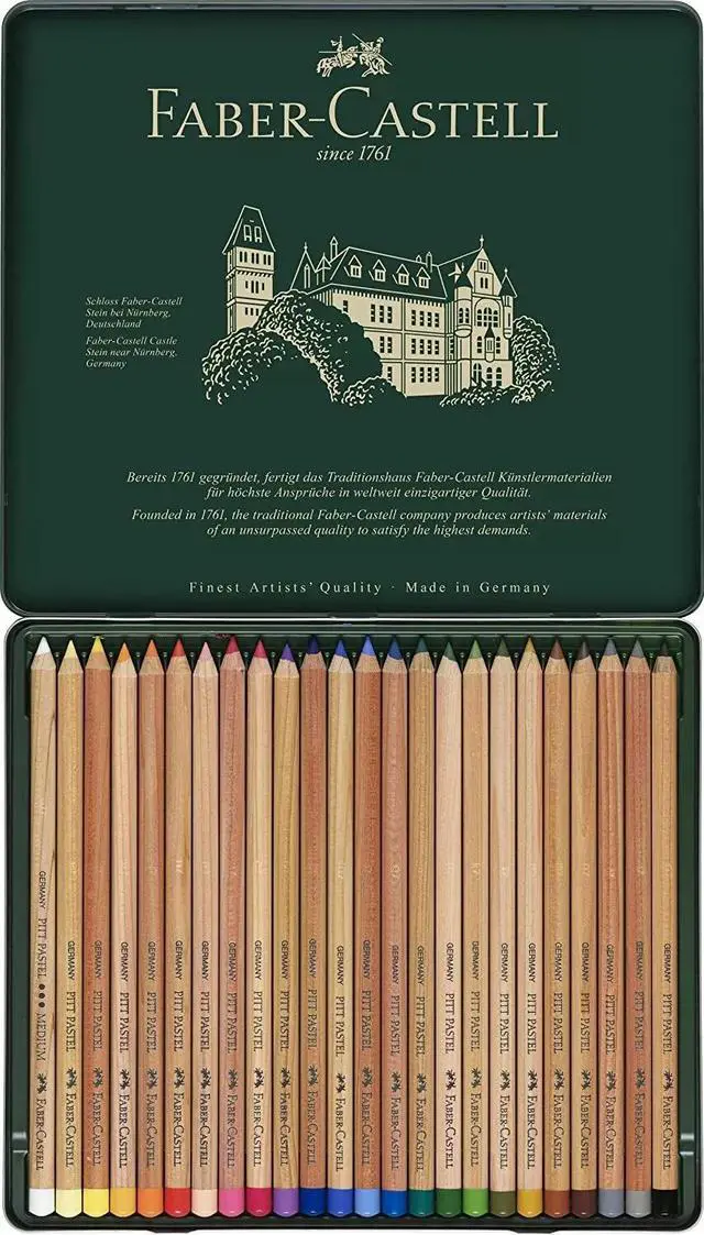Alt view image 4 of 4 - Faber-Castel FC112124 Pitt Pastel Pencils in A Metal Tin, Assorted Set of 24