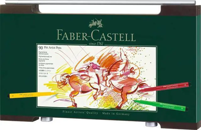 Alt view image 5 of 5 - Faber-Castell 167400 Pitt Artist Brush Pen Set - Wooden Box, Pack of 90
