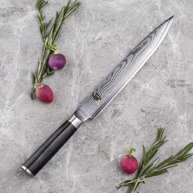 Alt view image 3 of 5 - Shun DM-0704 Stainless Steel Classic Plain Slicing Knife, 9 Inch - Silver