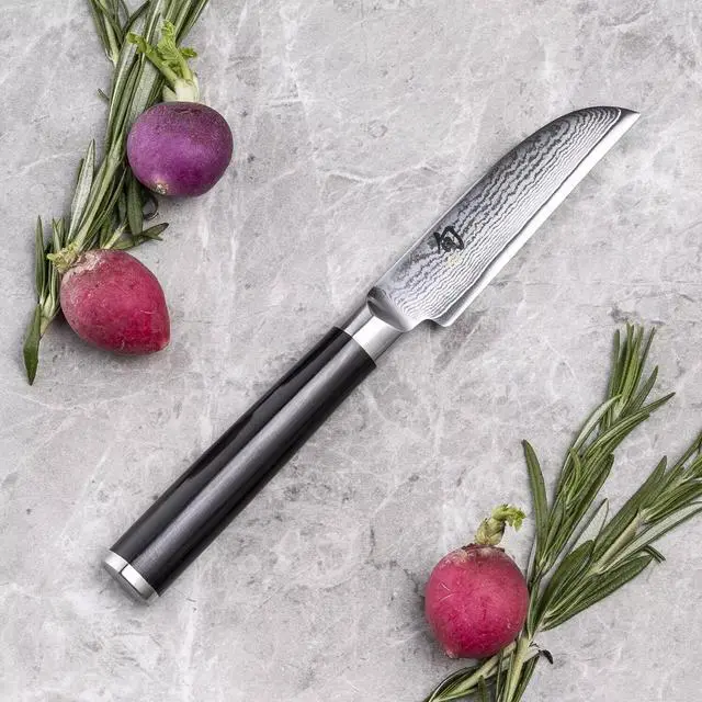Alt view image 2 of 5 - Shun DM-0714 Stainless Steel 32 layers Classic Vegetable Knife, 3.25 In - Silver