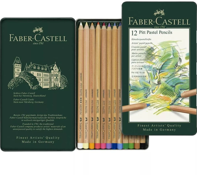 Main image of FABER CASTELL Metal Tin 12 PITT Pastel Pencils Art Set