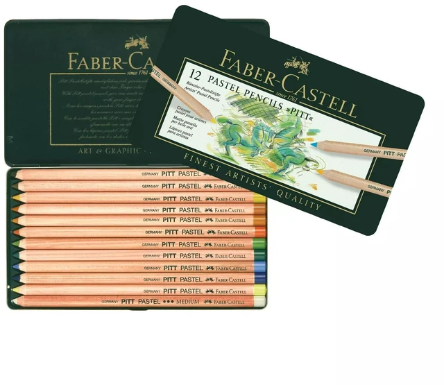 Alt view image 3 of 4 - FABER CASTELL Metal Tin 12 PITT Pastel Pencils Art Set