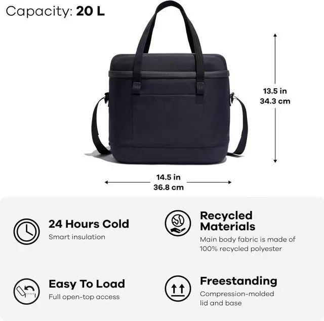 Alt view image 3 of 5 - Hydro Flask 20-Liter Carry Out Adjustable Soft Insulated Cooler, Black