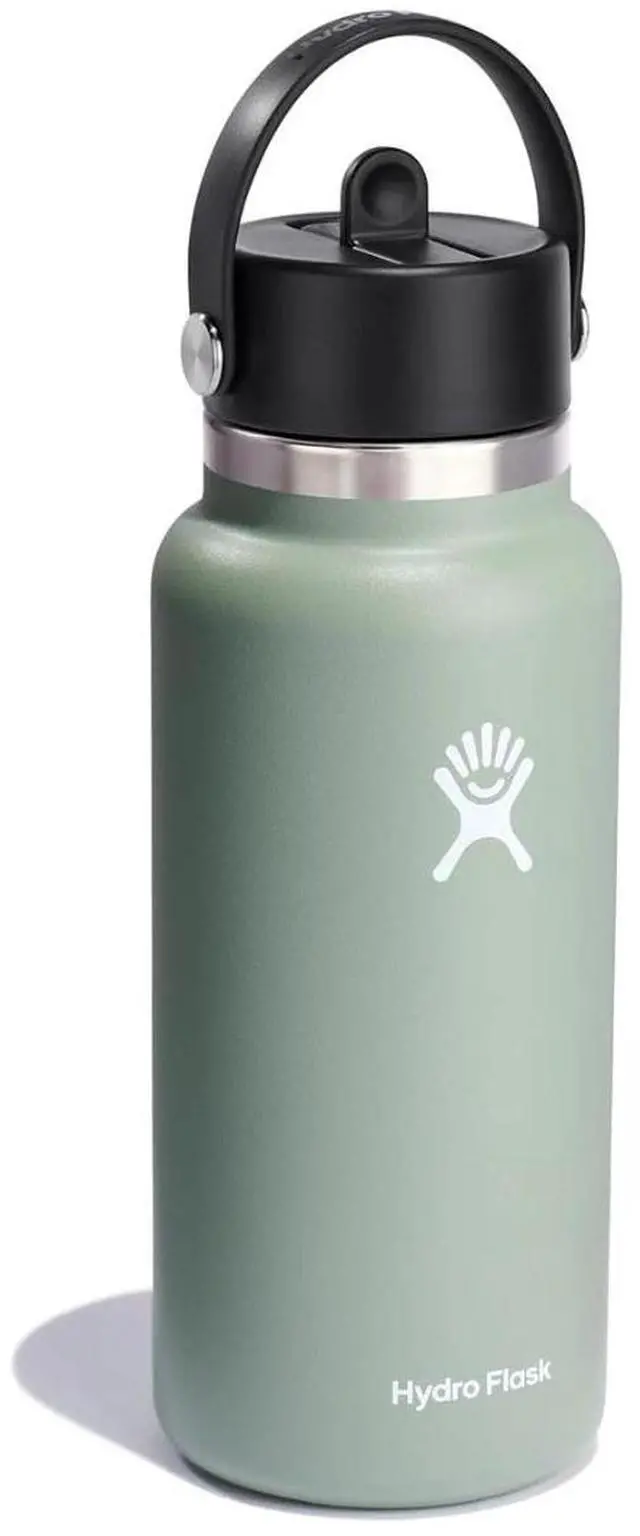 Alt view image 2 of 7 - Hydro Flask Wide Mouth Insulated Water Bottle with Flex Straw Lid, 32oz, Agave