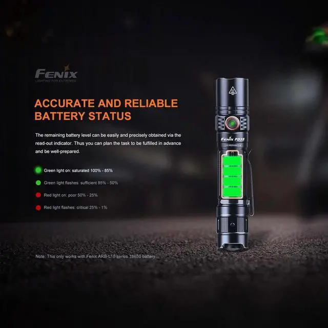 Alt view image 7 of 7 - Fenix Flashlight PD35 Version 3.0 Rechargeable LED Flashlight (Black)