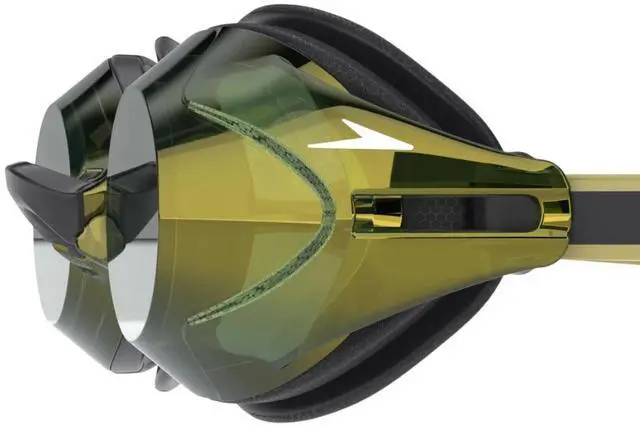Alt view image 3 of 4 - Speedo Vanquisher 3.0 Mirrored Swimming Slide & Lock Nose Bridge Goggles, Green