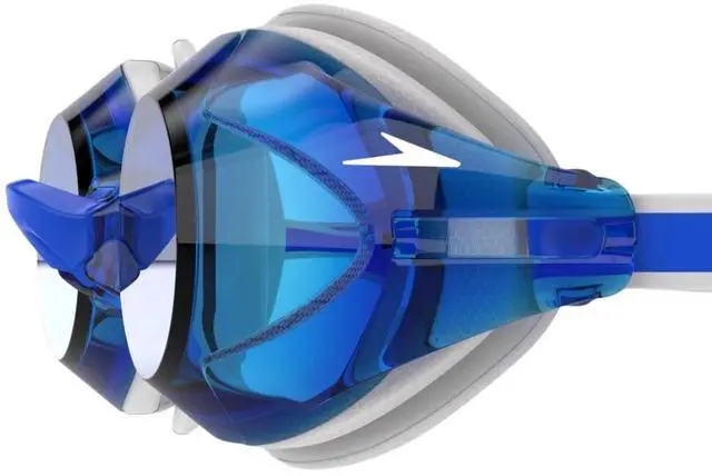 Alt view image 2 of 5 - Speedo Vanquisher 3.0 Anti-Fog Swimming Slide & Lock Nose Bridge Goggles, Blue
