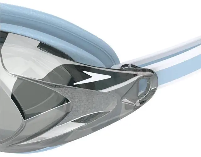 Alt view image 5 of 5 - Speedo Women's Vanquisher 3.0 Mirror Anti-Fog Swimming Goggles, Blue/Gray