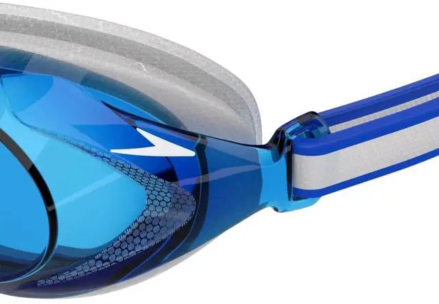 Alt view image 3 of 6 - Speedo Junior Vanquisher 3.0 Swimming Slide & Lock Nose Bridge Goggle Blue/White
