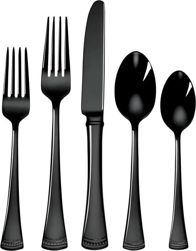 Main image of Lenox 893677 Portola 20-Piece Black Flatware Set, Dishwasher safe, Service for 4